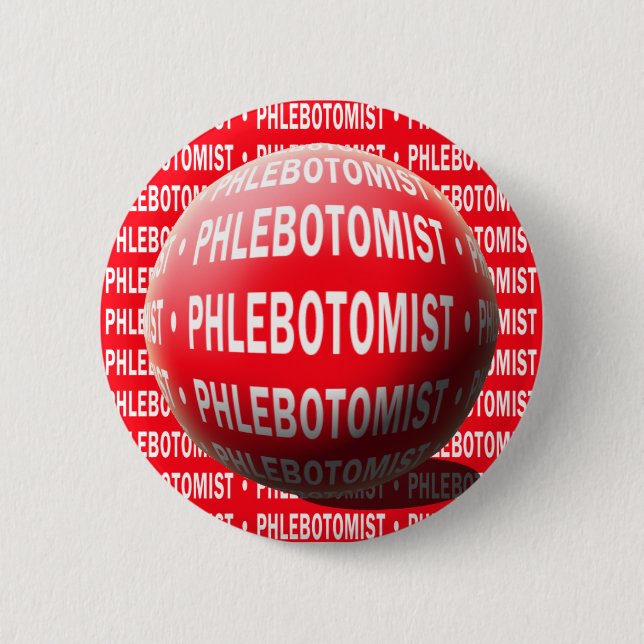 PHLEBOTOMIST SPHERE BLOOD DROP PINBACK BUTTON (Front)