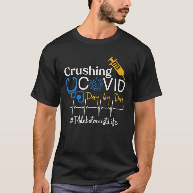Phlebotomist Stethoscope Heartbeat T-Shirt (Front)