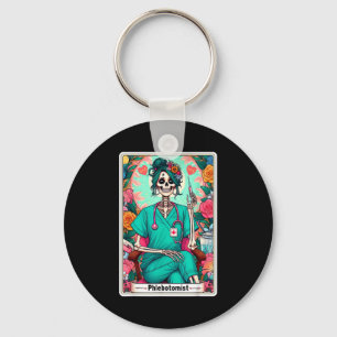 Phlebotomist Tarot Card Skeleton Phlebotomy Tech P Keychain