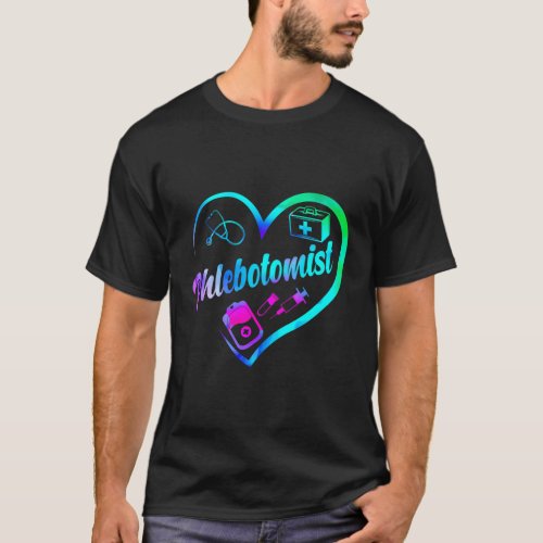 Phlebotomist Tech Technician Heart Watercolor T_Shirt