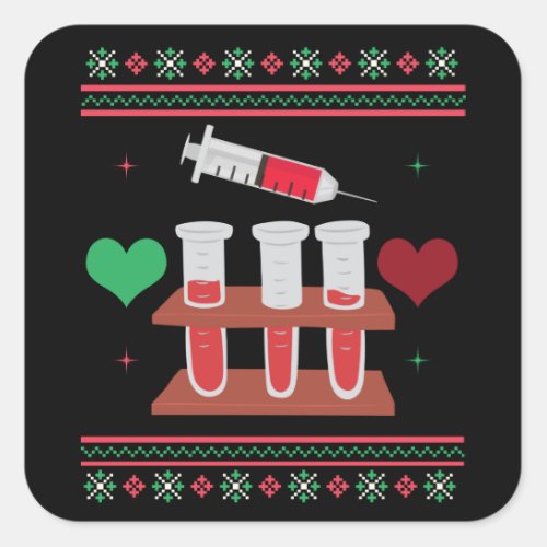 Phlebotomist Ugly Christmas Sweater Xmas Square Sticker