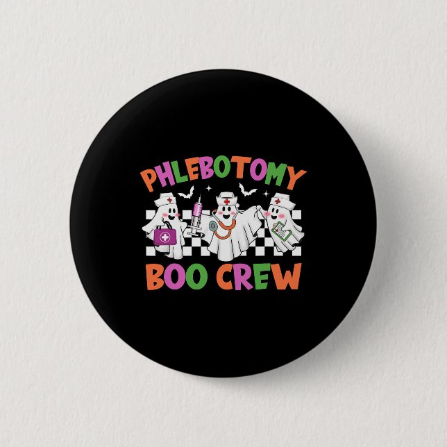 Phlebotomy Boo Crew Phlebotomist Halloween Costume Button (Front)