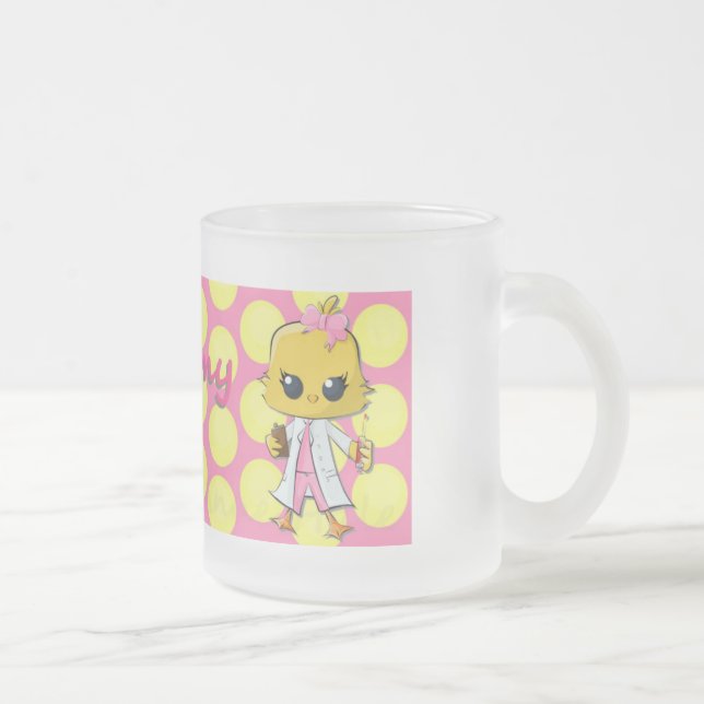 Phlebotomy Chick Dots Frosted Frosted Glass Mug (Right)