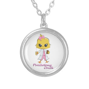 Phlebotomy Chick Silver Plated Necklace