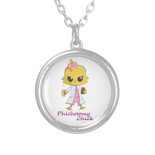Phlebotomy Chick Silver Plated Necklace (Front)