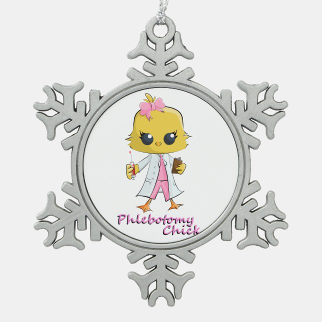 Phlebotomy Chick Snowflake Ornament (Front)