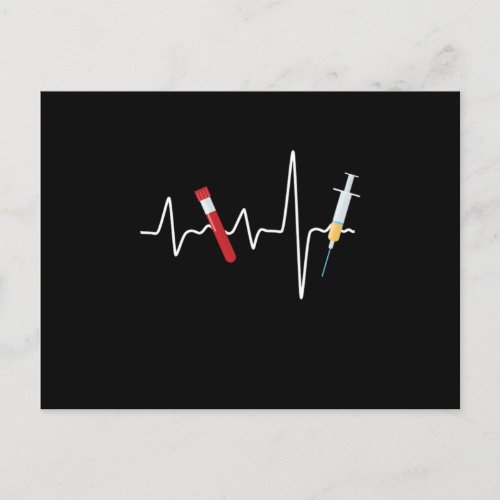 Phlebotomy Heartbeat Phlebotomist Blood Syringe Gi Postcard