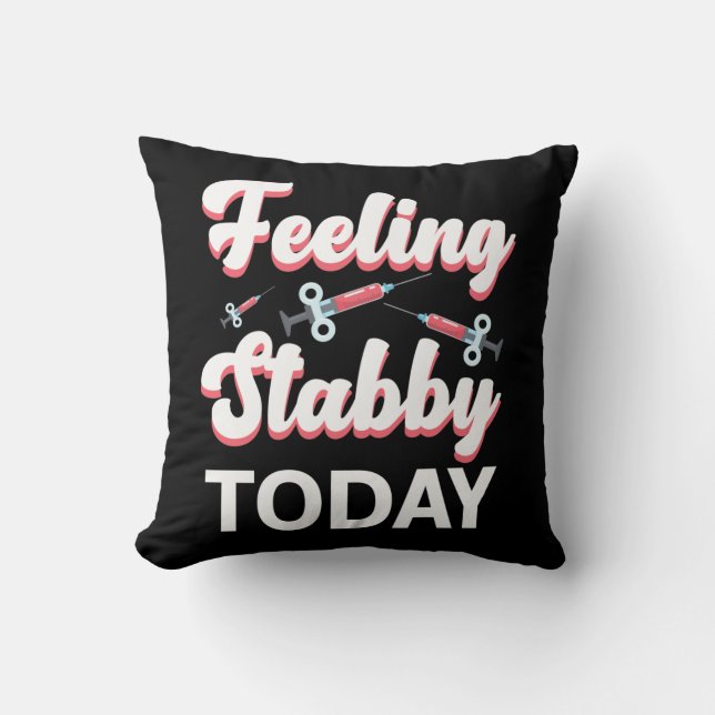 Phlebotomy Humor Syringe Draw Blood Venipuncture Throw Pillow (Front)