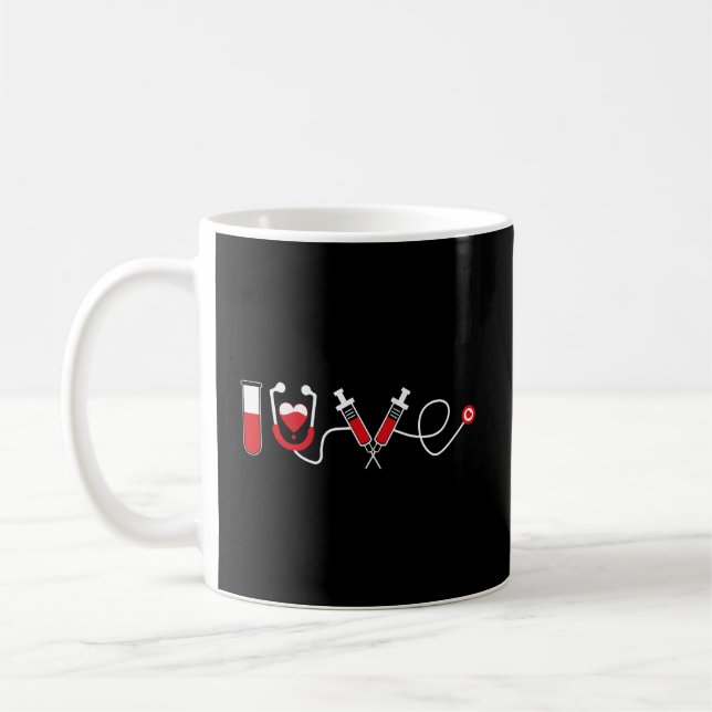 Phlebotomy Love Vein Whisperer Outfit Phlebotomist Coffee Mug (Left)