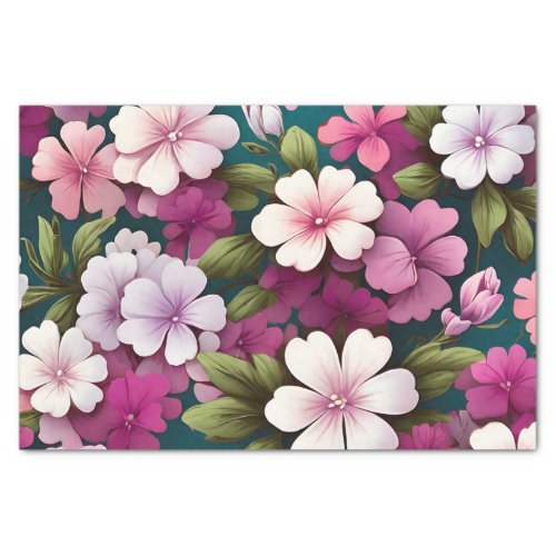 Phlox  Colorful Floral Pattern Tissue Paper