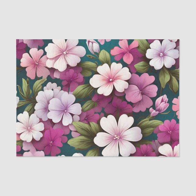 Phlox  Colorful Floral Pattern Tissue Paper (Front)