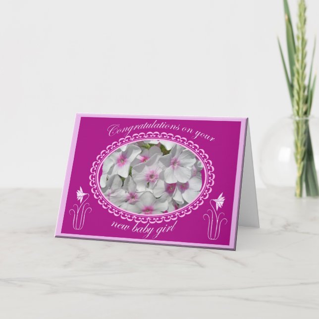 Phlox New Baby Girl Congratulations Card (Front)