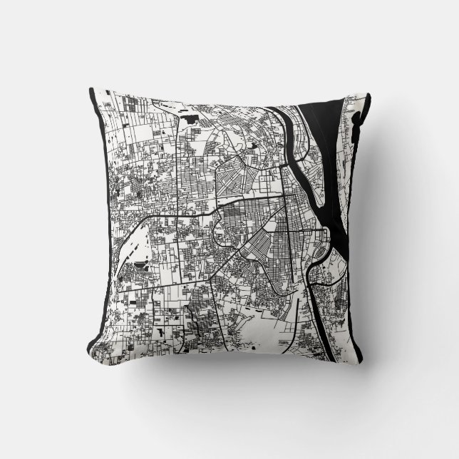 Phnom Penh Cambodia City Map Throw Pillow (Front)