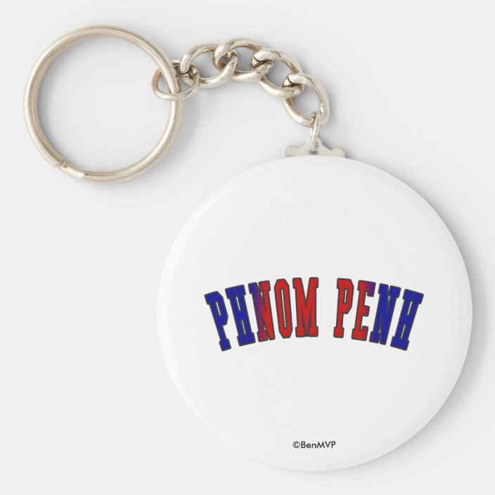 Phnom Penh in Cambodia National Flag Colors Keychain