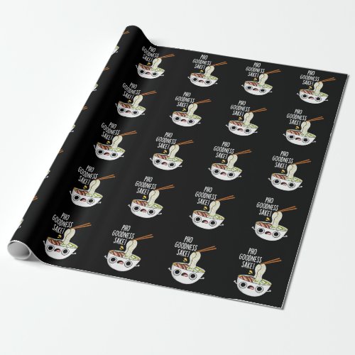 Pho Goodness Sake Funny Noodle Pun Dark BG Wrapping Paper