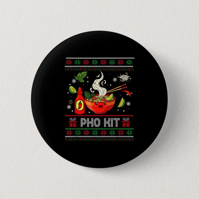 Pho Kit Apparel Ugly Xmas Pajamas Matching Family  Button (Front)