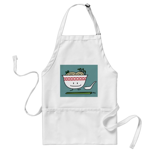 Pho Noodle Bowl Vietnam soup spoon chopsticks Adult Apron (Front)