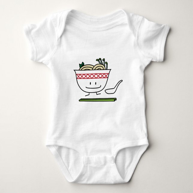Pho Noodle Bowl Vietnam soup spoon chopsticks Baby Bodysuit (Front)
