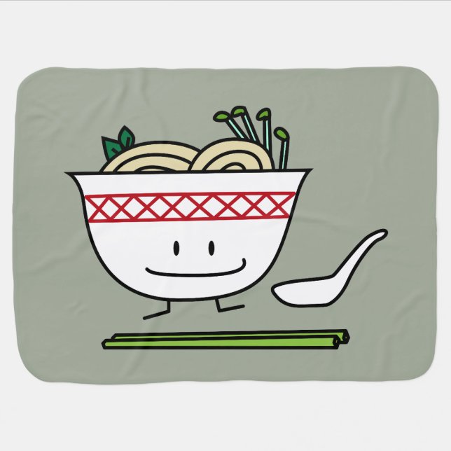 Pho Noodle Bowl Vietnam soup spoon chopsticks Stroller Blanket (Horizontal)