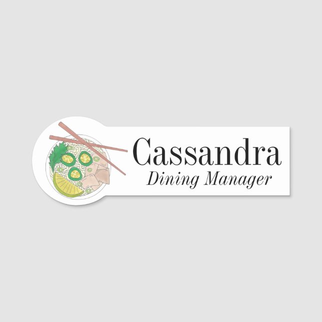 Pho Noodle Soup Vietnamese Restaurant Food Name Tag (Front)