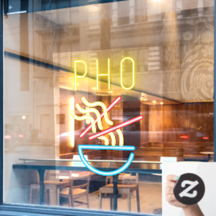PHO NOODLES Faux Neon Light Vietnamese Restaurant  Window Cling