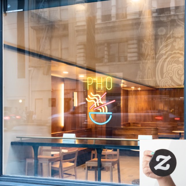PHO NOODLES Faux Neon Light Vietnamese Restaurant Window Cling (Cafe Window)