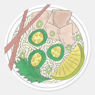 PHO Vietnamese Food Chicken Noodle Soup Chopsticks Classic Round Sticker