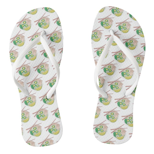 PHO Vietnamese Food Chicken Noodle Soup Chopsticks Flip Flops (Footbed)