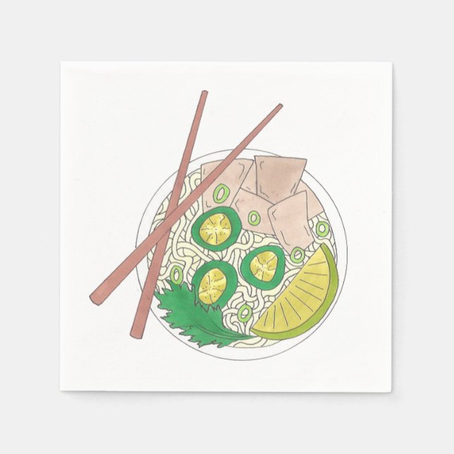 PHO Vietnamese Food Chicken Noodle Soup Chopsticks Napkins (Front)