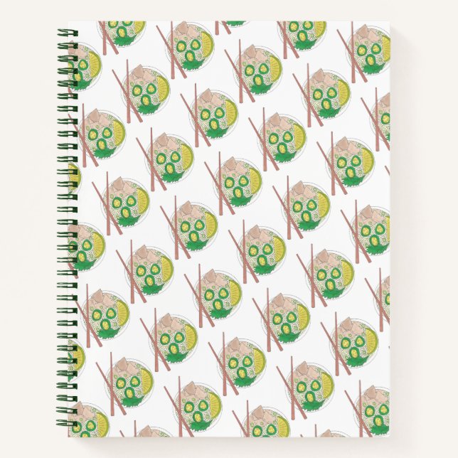 PHO Vietnamese Food Chicken Noodle Soup Chopsticks Notebook (Front)
