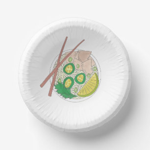 PHO Vietnamese Food Chicken Noodle Soup Chopsticks Paper Bowls