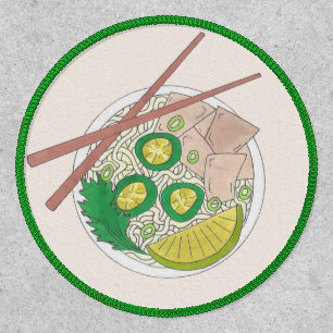 PHO Vietnamese Food Chicken Noodle Soup Chopsticks Patch