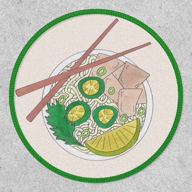 PHO Vietnamese Food Chicken Noodle Soup Chopsticks Patch (Front)