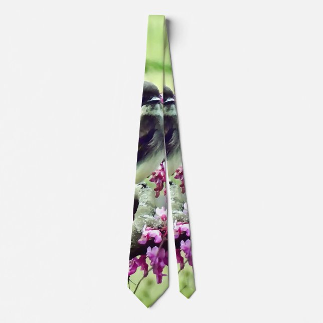 Phoebe in a Redbud Tree Neck Tie (Front)