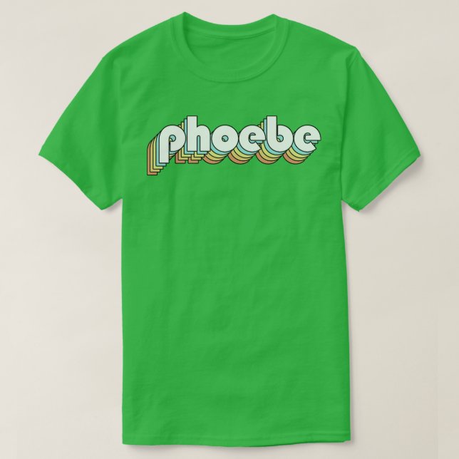 Phoebe Retro Rainbow Typography Faded Style T-Shirt (Design Front)