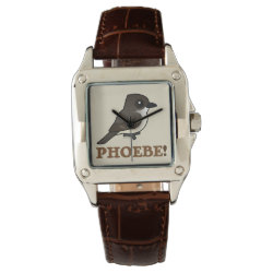 PHOEBE! Women's Perfect Square Brown Leather Strap Watch