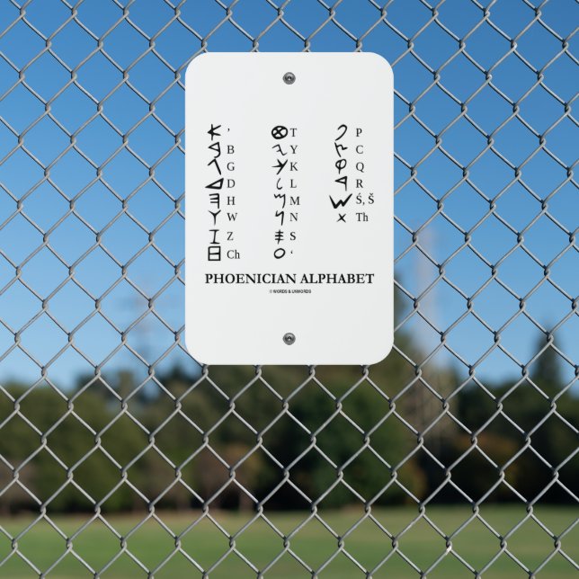 Phoenician Alphabet Ancient Language Symbols Metal Sign (In Situ(Fence))