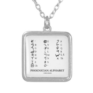 Phoenician Alphabet (Ancient Language Symbols) Silver Plated Necklace
