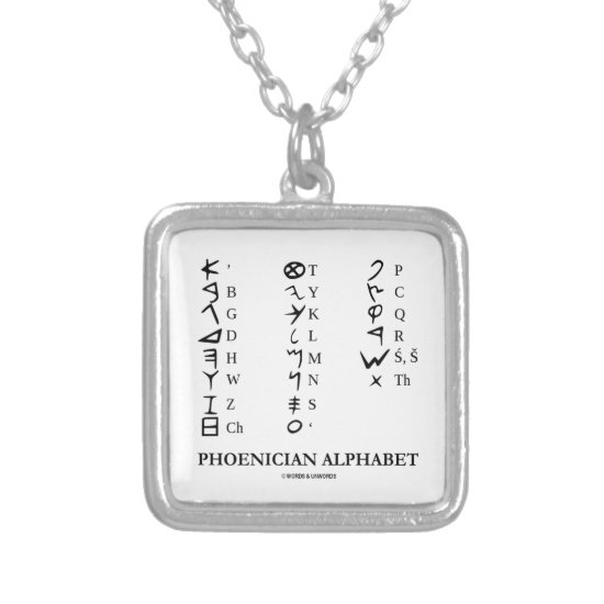 Phoenician Alphabet (Ancient Language Symbols) Silver Plated Necklace