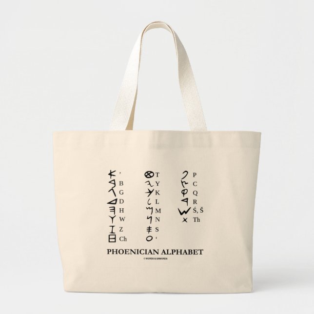 Phoenician Alphabet (Linguistics Cryptography) Large Tote Bag (Front)