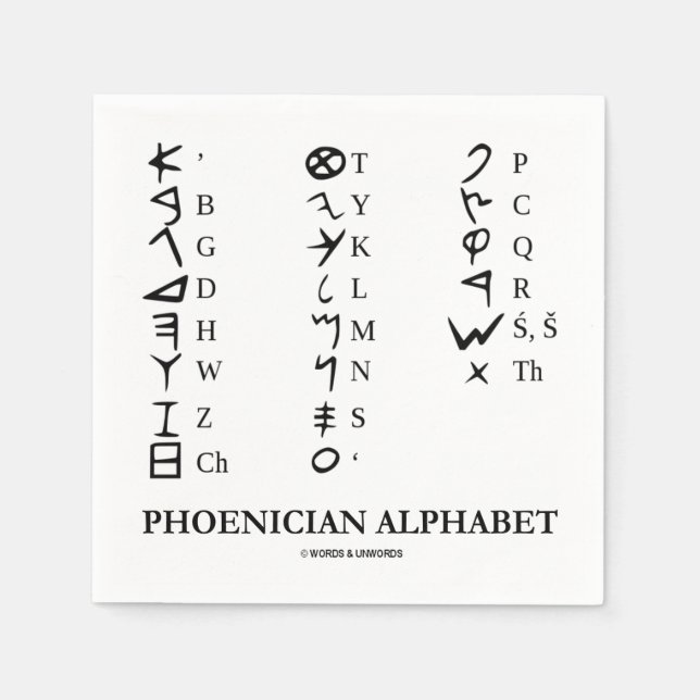 Phoenician Alphabet Linguistics Language Symbols Napkins (Front)