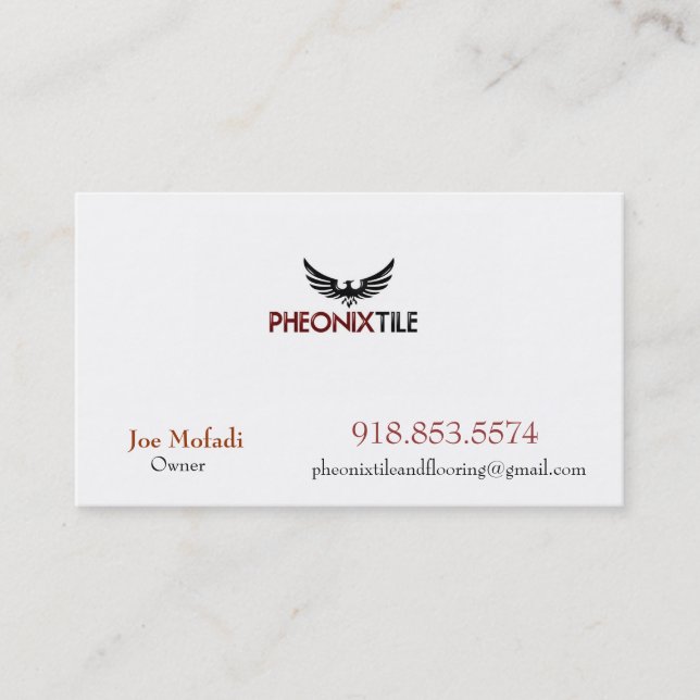 Phoenix_4, PHEONIX TILE AND FLOORING , Joe Mofa... Business Card (Front)