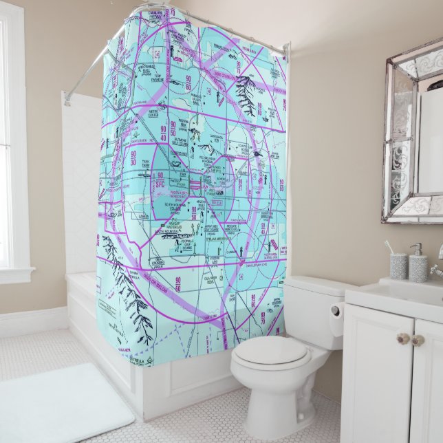 Phoenix Airport Flyway Chart Shower Curtain (In Situ)