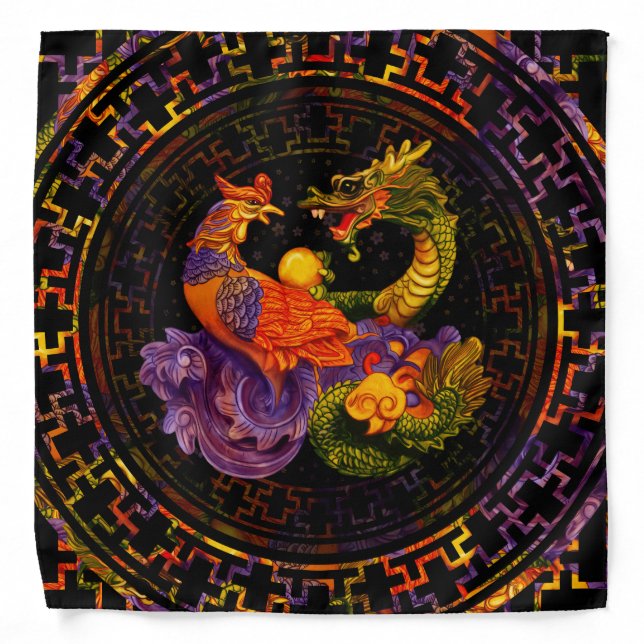 Phoenix and Dragon - in color Bandana (Front)