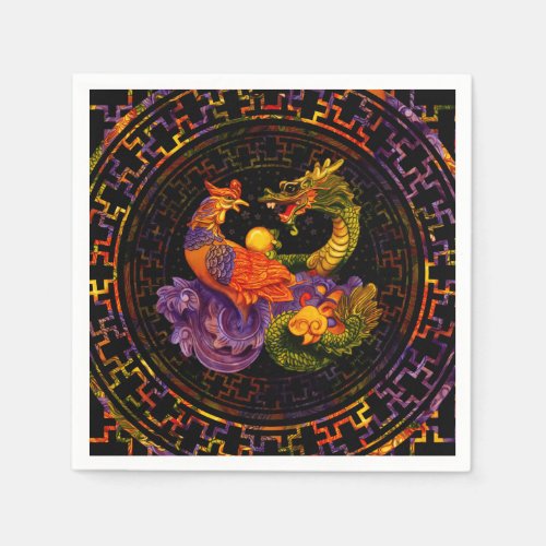 Phoenix and Dragon _ in color Napkins