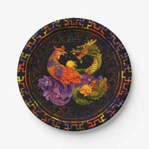 Phoenix and Dragon - in color Paper Plates
