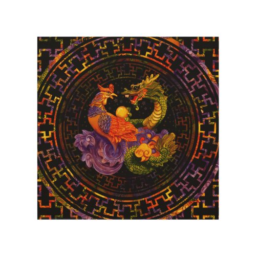Phoenix and Dragon _ in color Wood Wall Art