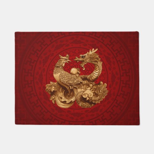 Phoenix and Dragon _ on red Doormat