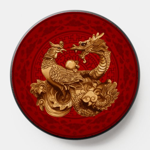 Phoenix and Dragon _ on red PopSocket