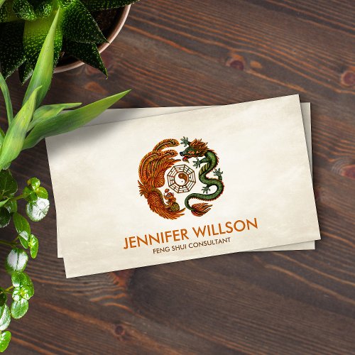 Phoenix and Dragon Ornament Business Card